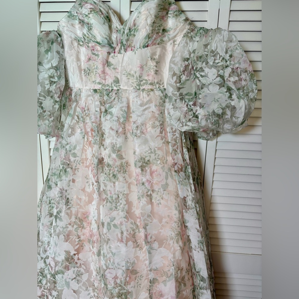 NWT Jovani Light Pink Floral A Line 37531 Gown 12 - Picture 11 of 13